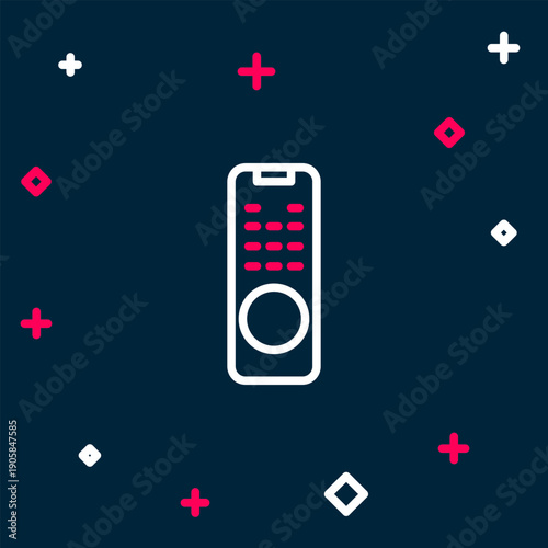 Line Remote control icon isolated on blue background. Colorful outline concept. Vector