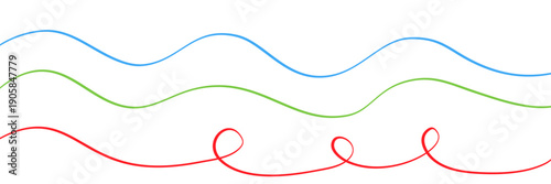 Line squiggle cable Wavy line with flowing curves Seamless pattern of continuous wavy lines Curved single line Single