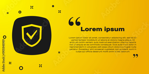 Black Shield icon isolated on yellow background. Insurance concept. Guard sign. Security, safety, protection, privacy concept. Vector