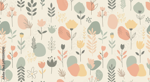 Colorful Floral Pattern with Various Flowers 1.