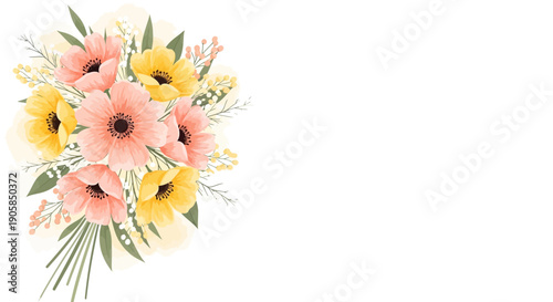 Pink and Yellow Flowers Bouquet Arrangement.