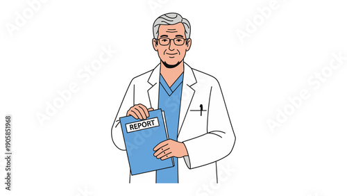 Doctor holding Report: A professional image of a doctor with glasses, holding a report. capturing the essence of expertise and medical profession.