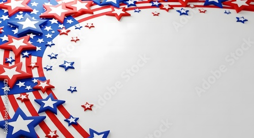 Patriotic american flag border with red white and blue stars