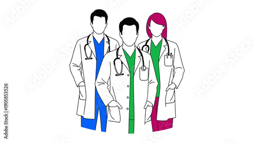 Medical Professionals: A team of dedicated medical professionals, showcasing unity and expertise. Embracing empathy and care.