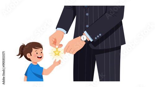 Golden Moment of Reward: A mentor's hand presents a radiant star to a young, joyous student, symbolizing the value of support and appreciation in achieving goals.