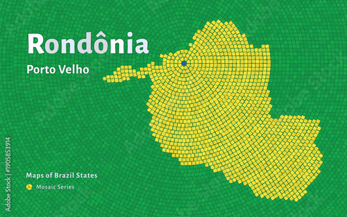 Rondônia Map in Mosaic Pattern with Capital Porto Velho