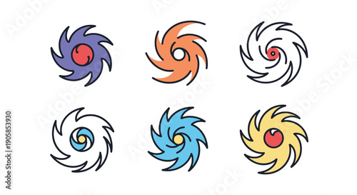 Hurricane Line art color simple design