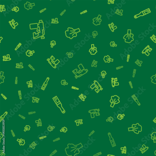 Set line Paint spray gun, brush and on seamless pattern. Vector