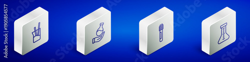 Set Isometric line Laboratory glassware, Test tube, and icon. Vector