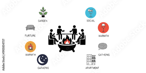 Outdoor Fire Pit Social Gathering Icon