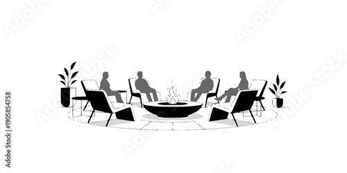 Outdoor Fire Pit Social Gathering Icon