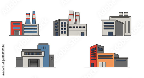Industrial Building creative color filled design