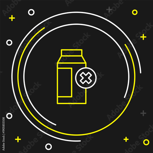 Line Lactose intolerance icon isolated on black background. Not allow milk. Allergy concept, lactose intolerance allergy warning sign. Colorful outline concept. Vector