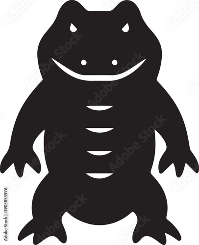 Black and white frog resting on a smooth gray background, showcasing its unique texture and features