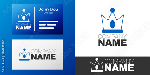 Logotype King crown icon isolated on white background. Logo design template element. Vector