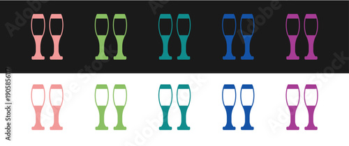 Set Bowling pin icon isolated on black and white background. Juggling clubs, circus skittles. Vector