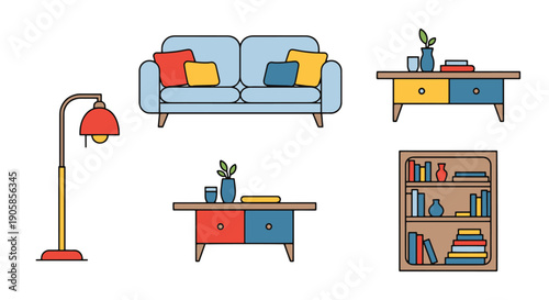 Living Room Line art digital illustration