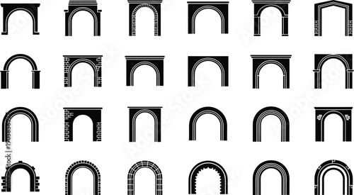 Black and white architectural arches doorways gateways