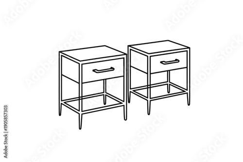 Furniture nightstand vector illustration with modern design and colorful background