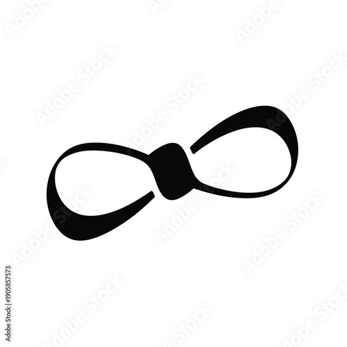 A black stylized bow tie illustration on a plain white background