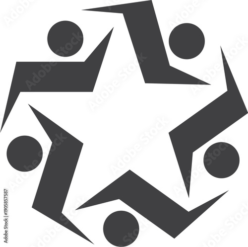 Teamwork People Star Logo for Community Organization Branding