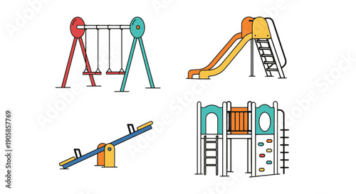 Playground Line art color filled abstract design