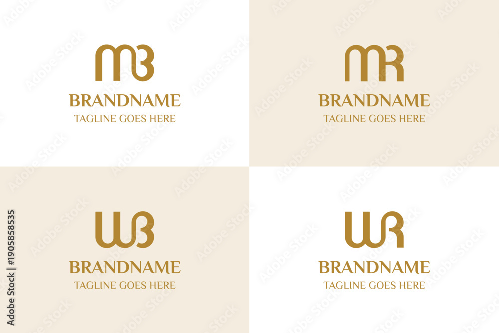 Obraz premium Letters MB WB MR WR Luxury Logo Set, symbolizing elegance, for BM BW RM RW Initials