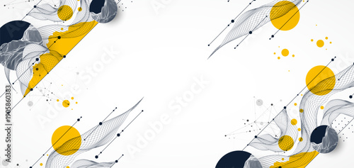 Abstract wireframe background. Modern science art elements. Surface illustration.