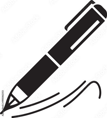 Writing with fountain pen icon set representing signature document agreement contract and business authorization.