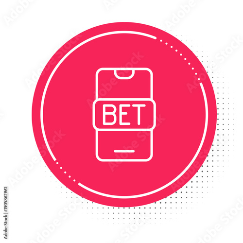 White line Online sports betting icon isolated on white background. Sport bet bookmaker. Betting online make money. Red circle button. Vector