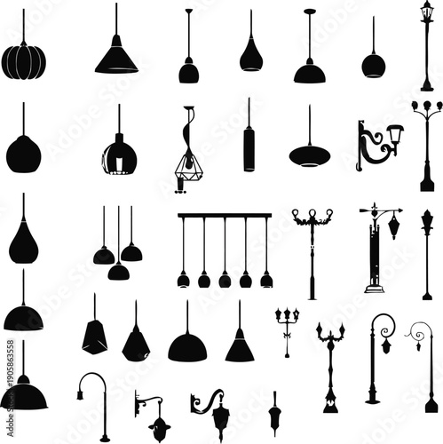Collection of various lighting fixture silhouettes