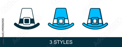 Filled outline Leprechaun hat icon isolated on white background. Happy Saint Patricks day. National Irish holiday. Vector