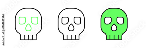 Set line Skull icon isolated on white background. Happy Halloween party. Vector