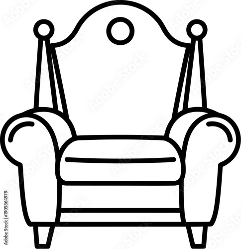 A vintage style armchair with ornate details and a comfortable cushion