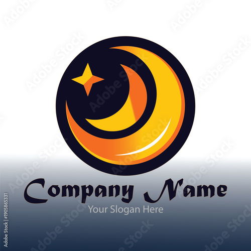 Fotografía full moon and half moon logo, using logo vector icon concept design and symbol i