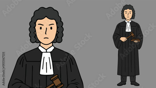 Cute Lawyer Character Illustration | Cartoon Legal Advocate Professional Character Set