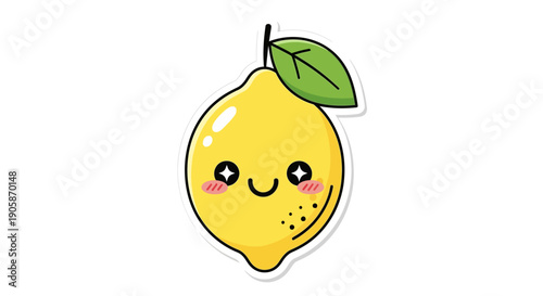 Cute cartoon lemon with smiling face