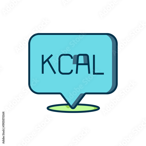 Filled outline Kcal icon isolated on isolated on white background. Health food. Flat filled outline style with shadow. Vector