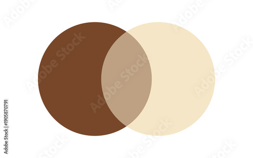 Venn Diagram. Brown & Cream. Two Colourful Circles Overlapping. Isolated on Transparent Background.