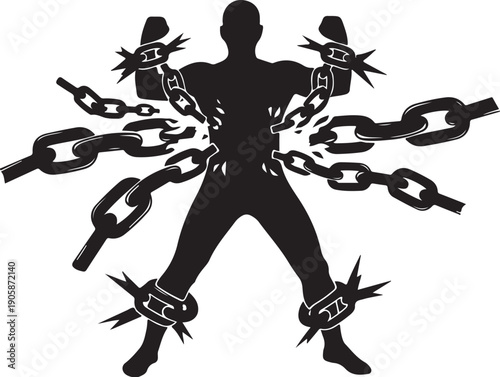 Breaking free from chains and shackles empowerment concept