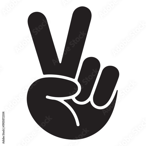 Peace sign hand gesture black silhouette vector illustration for victory symbol and positive communication icons for social media and sticker design elements for expressive human body language