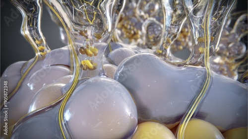 Synaptic connections forming neural networks with glowing synapses