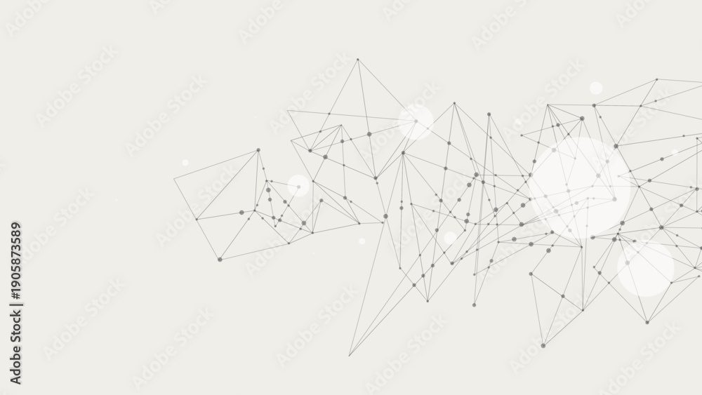 Fototapeta premium Abstract technology network background with gray connection lines and nodes on clean white backdrop.