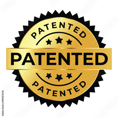 Gold Patented Seal Icon – Official Patent Protection Approval Badge