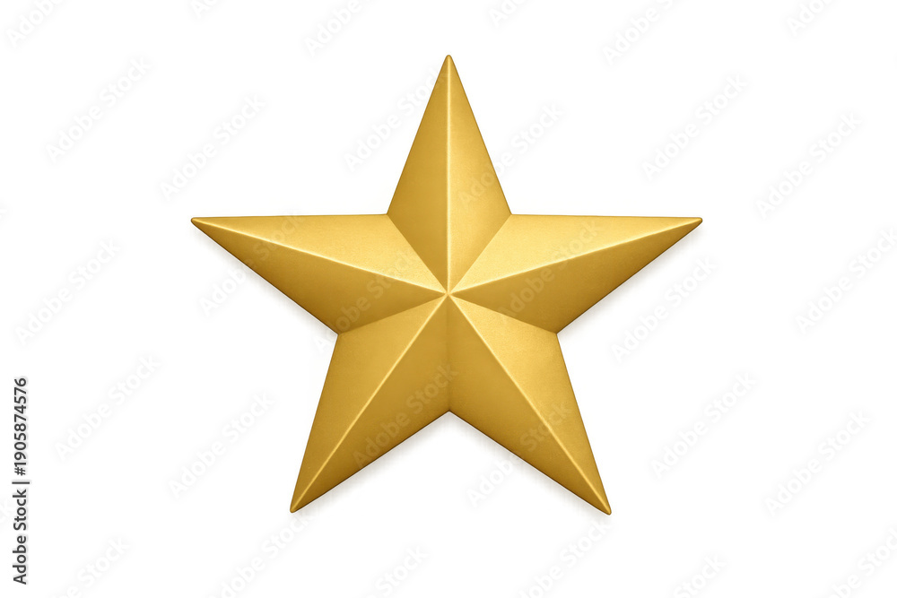 Obraz premium Golden 3d star rating isolated on transparent background symbolizing success, award, premium quality, victory, and achievement
