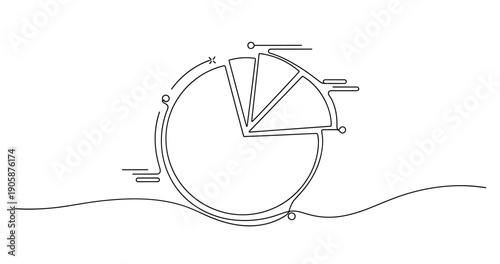 Minimalist line art circular chart design with segmented sections and dynamic elements. None editable stroke