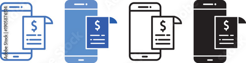Invoice, Offer and Contract line icons set.Invoice, bill, receipt, tax and payment concept editable stroke outline icons. Isolated vector illustration on white background.
