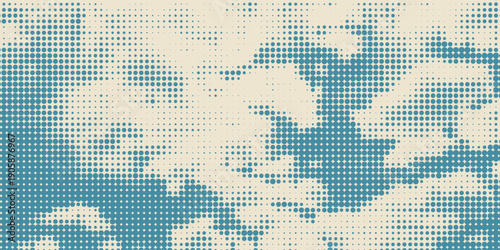Canvas Print retro sky pattern on old paper background. raster vintage clouds