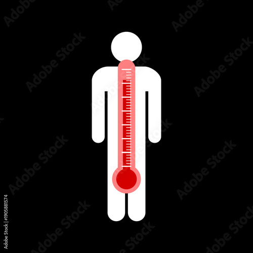 Fever High Temperature Sick icon isolated on black background