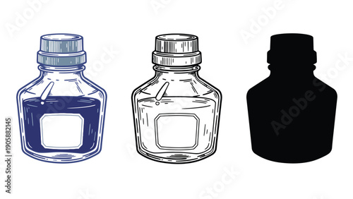 Bottle vector illustration set with different styles and colors available
